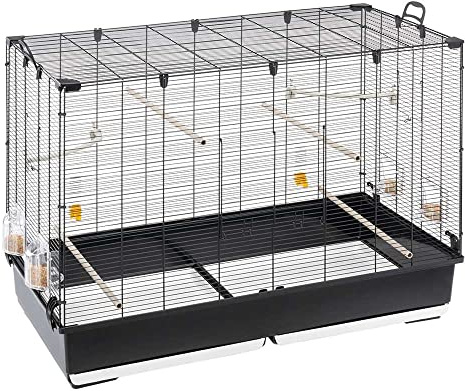 FERPLAST Gabbia Voliera per Uccelli PIANO 7 Gabbia per Uccelli, Canarini, Bengalini, Cocorite, Inseparabili, in Metallo, Accessori inclusi Posatoi Mangiatoie Girevoli, 99,5 x 53 x h 74 cm.