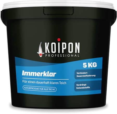KOIPON Immerklar 5 kg, Natürlicher Teichwasseraufbereiter für dauerhaft klares Teichwasser, Gegen Schwebealgen und trübes Wasser im Gartenteich