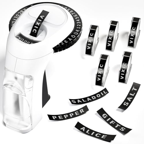 Vixic Prägegerät 3D, Beschriftungsgerät Prägegerät Retro, Etikettiergerät Vintage mit 5 Rollen Schwarzes Band Embossing Machine für zu Hause und DIY (Schwarz)