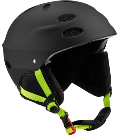 Kajakhelm mit Ohrenschützern, Schwarz Ski Sicherheitshelm mit Belüftung, Wassersporthelm für Kajak, Wakeboard, Wildwassersport