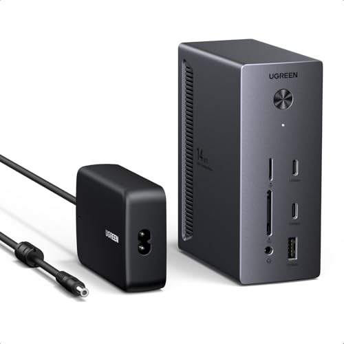 UGREEN Revodok Pro Triple Display Dock【Nur für Windows-Laptop】 2HDMI & DP mit 8K DP/4K HDMI, 100W Aufladen, 27W USB C, 10Gbps USB Ports, Gigabit LAN, SD/TF
