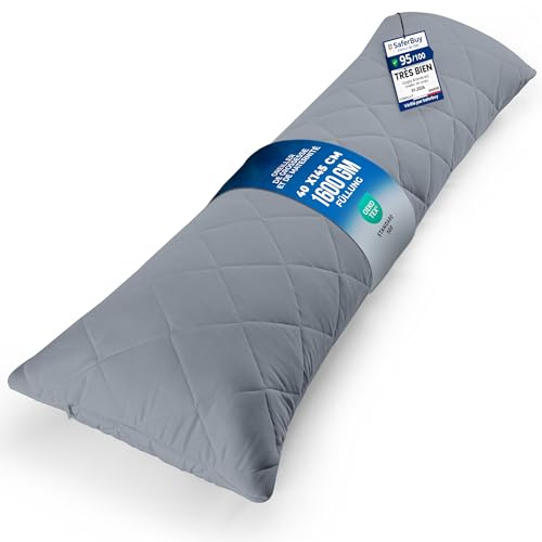 Utopia Bedding gestepptes Körperkissen, 40x145 cm Schwangerschafts- und Umstandskissen, Seitenschläferkissen, weiche Polyesterfüllung (Grau)