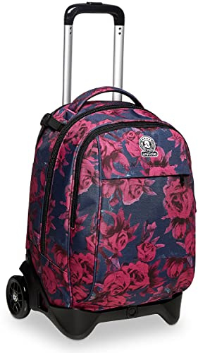 Invicta TROLLEY, Rucksack mit Trolleyfunktion, 3 in 1, Schulranzen mit Rollen, Abnehmbarer Rucksack, ab 1. Klasse, für Schule, Gymnasium, Reisen&Freizeit, Mädchen&Jungen, rosa, NEW TECH ROSES FANTASY