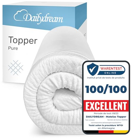 Dailydream Matratzen Topper 80x190cm | Memory Foam | 5cm hoch | H1/2 |Edition Pure, Model M | Zertifiziert & ergonomisch für unbequeme Matratze, Boxspringbett & Gästebett | rutschfest mit Noppen