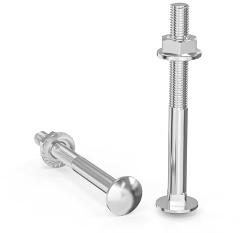 ORTAVA 20 Stück Schlossschrauben M6 x 60 mit Muttern, DIN 603 Flachrundkopfschrauben Verzinkt, Schrauben und Muttern Set aus Kohlenstoffstahl für Holz, Metall, Möbelbau, Gartenbau