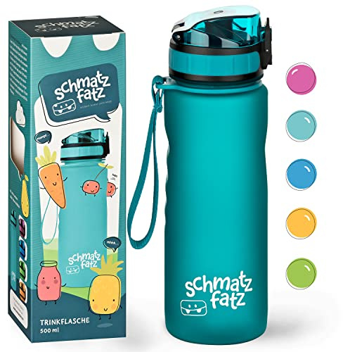 schmatzfatz Klarstein Kinder-Trinkflasche, 500 ml, auslaufsicher, BPA-frei, für Sport, Wandern, Schule & Fitness, mit Fruchteinsatz, transparentes Design