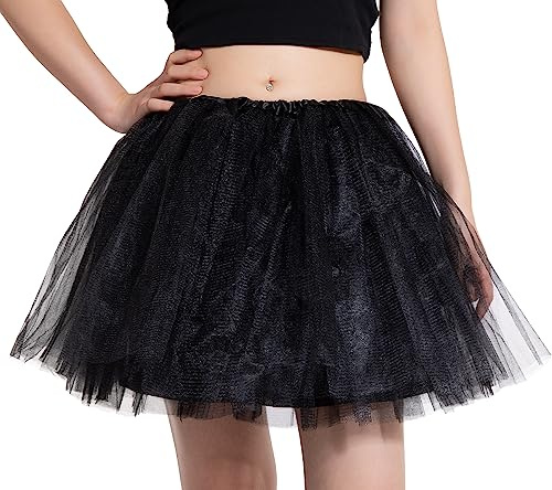 DGSHIRLDJO Tüllrock Damen Klassisch Elastisch 4 Lagig Petticoat Tüll Tüllrock Erwachsene Ballettrock Tüllrock Halloween Party Kostüm Tanzrock