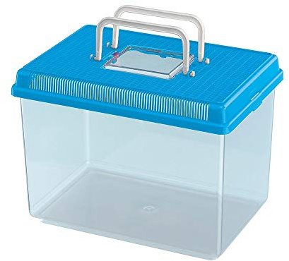 Ferplast Aquarium aus Kunststoff für Fische GEO Large Tank 6 L Behälter für Kleintiere Aquarium Terrarium Insekten Schildkröten, Robuster Kunststoff, 30 x 20 x 20,3 cm, blau