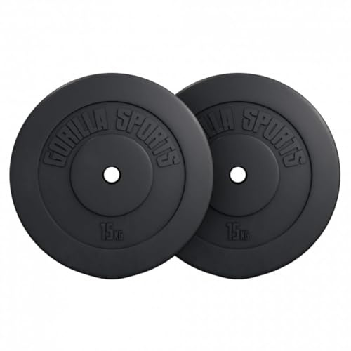GORILLA SPORTS® Hantelscheiben - Einzeln/Set, 1,25kg, 2,5kg, 5kg, 7,5kg, 10kg, 15kg, 27,5kg, 30kg Gewichte, 30mm Bohrung, aus Kunststoff - Gewichtsscheiben, Hantelscheiben-Set