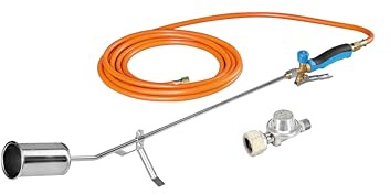 CFH Abflammgerät GV 900 – inkl. Gasdruckregler 2,5 bar und 5 m Gasschlauch, Gasbrenner für Unkrautvernichtung und Bitumenarbeiten, 1.800 °C Flammentemperatur, TÜV SÜD GS