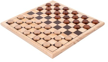 Engelhart - 150235-150236- Schachspiel und Dame Birkenholz - 30 cm x 30 cm - Massivholz-Spielbrett - komplettes Spiel mit Stücken - ab 6 Jahren (Dame)