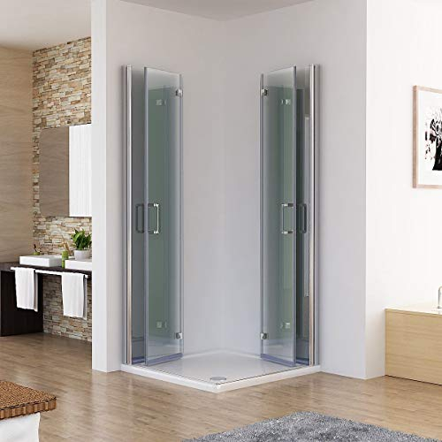 MIQU Duschkabine 80x75x185cm Eckeinstieg Dusche Falttür 180º Duschwand Duschabtrennung 6mm Nano Glas DBP
