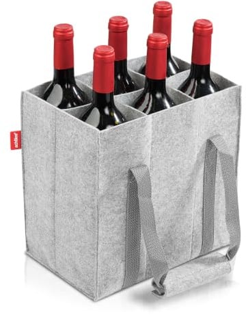 achilles Flaschentasche 6 Fächer je 1,5 Liter – 100% recycelter Filz – Reißfester Flaschenkorb – Faltbarer Flaschenträger mit Trennwänden – Flaschen Einkaufstasche für Wasserflaschen, Wein und Bier