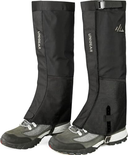 Unigear Gamaschen Outdoor wasserdicht zum wandern, Beinschutz Gaiter für Fahrrad Trekking schneewandern, einstellbar, atmungsaktiv