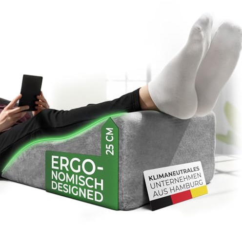 Ergonomisches Venenkissen zum Beine hochlagern - Beinauflage zum Beine hochlegen - Beinhochlagerungskissen - Keilkissen Stützkissen für Beine & Knie ideal als Lymphkissen und Venenkeil für beide Beine