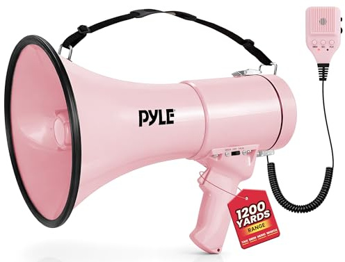Pyle Megaphon mit Sirene & Mikrofon – 50W Lautsprecher, Aux-Eingang, tragbar, Ideal für Anfeuerung & Outdoor-Einsatz, ergonomisch & robust, mit MP3-Wiedergabe