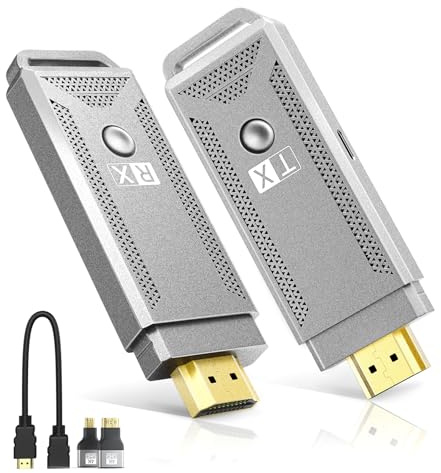 Wireless HDMI Transmitter and Receiver [100ft, 4K zu 1080p], 2.4G/5G Dual Band HDMI Funkübertragung, Plug & Play für Streaming Video Audio File von Laptop/PC/TV-Box auf Monitor/TV/Projektor