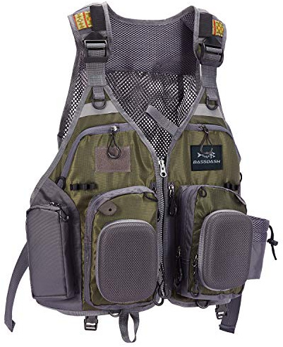 Bassdash Herren Angeln Weste Multifunktionsweste Anglerweste mit biszu max.20 Taschen für Fliegenfischen und Outdoor Freizeit