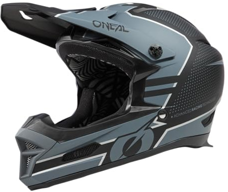 O'NEAL | Mountainbike-Helm | MTB Downhill | Robustes ABS, Ventilationsöffnungen für Luftstrom & Kühlung, ABS Außenschale | Fury Helmet Stage V.23 | Erwachsene | Schwarz Grau | Größe M