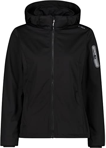 CMP - Leichte Softshelljacke für Damen mit abnehmbarer Kapuze, Schwarz, D34