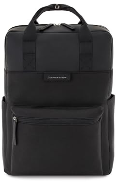 Kapten & Son Rucksack Bergen All Black 15 L | Rucksack Damen & Herren Schwarz | Tagesrucksack mit 14 Laptopfach | vegan & wasserabweisend