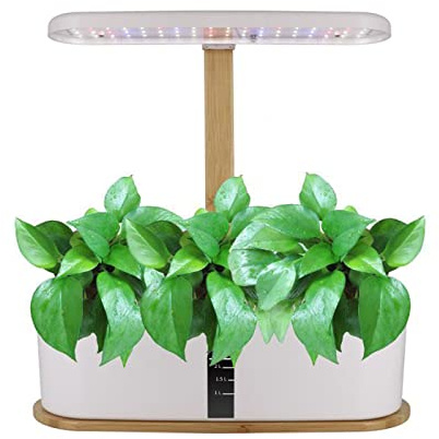 RoseFlower Hydrokultur-Anzuchtsysteme, Indoor Pflanzenanzucht Station, Kräutergarten mit LED-Licht, bis zu 28 cm höhenverstellbar, für den Innenbereich, Gartensystem für Zuhause-Weiß