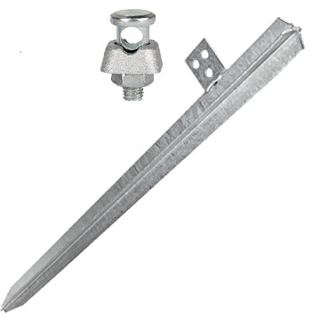 sanos-elektroshop Grounding Set Consisting of Rod Earth (Cruiser Earth) 1.5 m with Connection Clamp Made of Galvanised Steel
