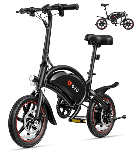 DYU D3S E-Bike Klapprad 14 Zoll - Elektrofahrrad, 25 km/h Höchstgeschwindigkeit, 40 km Reichweite, Scheibenbremsen, faltbar, für Jugendliche und Erwachsene