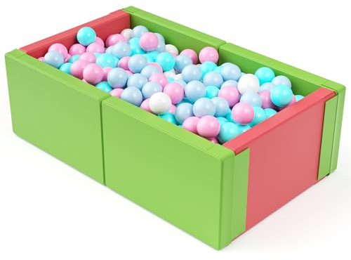 Othlaver Bällebad, Quadratischer Ballpool, 90x56x56cm, Bestehend aus hochdichter Perlenbaumwolle, langlebig und formbeständig wasserdichte und rissfeste PU-Lederhülle