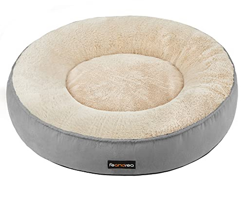 Feandrea Hundebett, Katzenbett, Donut, Ø 60 cm, hellgrau PGW060G01