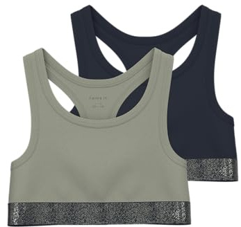 Name IT Mädchen Nkfshort Top 2p Noos Bustier, Seagrass, 134-140 EU
