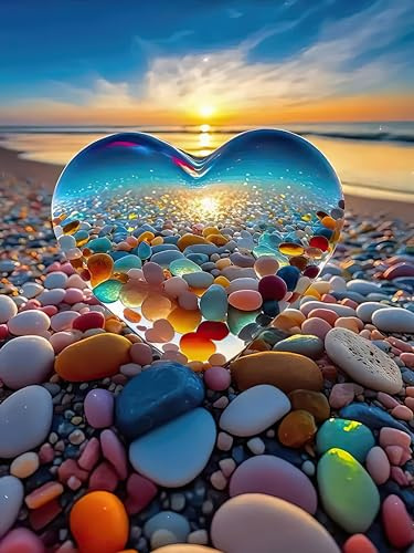 Puzzle 1000 Teile, Jigsaw Puzzle Erwachsene 1000 Teile Herz Kieselsteine Strand Klassische Puzzles Als Geschenk und Wanddekoration