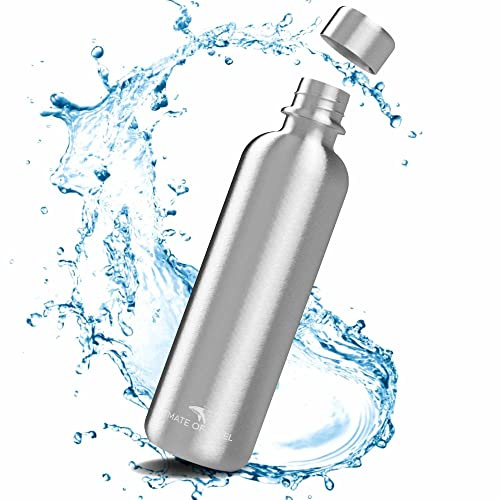 MATE OF STEEL® 100% Plastikfreie 750ml Edelstahl Flasche für Sodastream Terra,Fizzi & Art - Spülmschinenfeste Trinkflasche Edelstahl für Soda Streaming - Wassersprudler Metall Flaschen