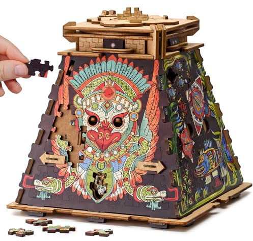 iDventure Cluepuzzle Sonnenpyramid - Escape Room Spiel mit Jigsaw Puzzle - 3D Holzpuzzle - Geschenkbox - Schatztruhe - Sequenzielle Puzzles Rätselbox Erwachsene - Geldgeschenk - Geschenk