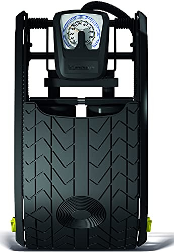 MICHELIN Doppelzylinder Fußluftpumpe | Manometer & Adapter | bis 4 bar | Leistungsstarke Fußluftpumpe mit Doppelzylinder, Manometer, 67 cm Schlauch & Adaptern – für Auto, Fahrrad und Bälle