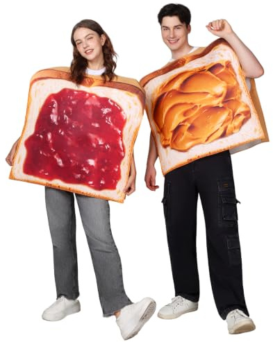 EraSpooky Partnerkostüm Erdnussbutter & Marmelade Lustiges 2 teiliges Sandwich Kostüm für Erwachsene