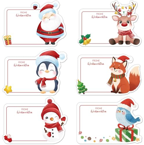 Aufkleber Weihnachten, 120 Stück Christmas Weihnachtsmann Geschenkaufkleber Beschreibbar Etiketten Selbstklebend Deko, Klebeetiketten Weihnachtssticker Weihnachtsaufkleber