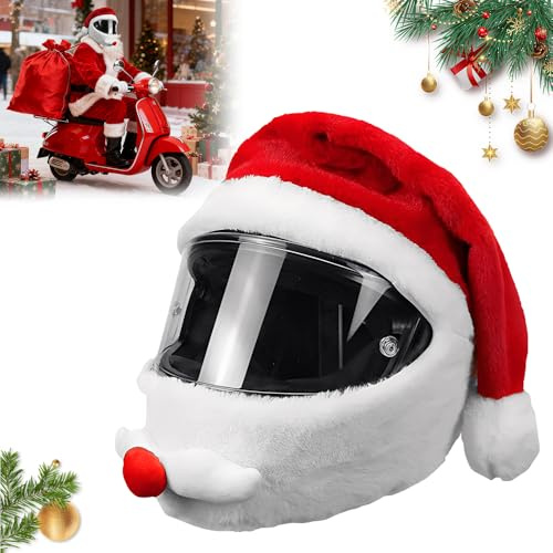 CJBIN Weihnachtsmütze Helm, Motorradhelm Überzug Weihnachtsmann, He-lm Überzug Motorad Weihnachtsmann,Weihnachts-Mann He-lm Abdeckung,Motorradh-elm Cover Weihnachten für Meisten H-elme