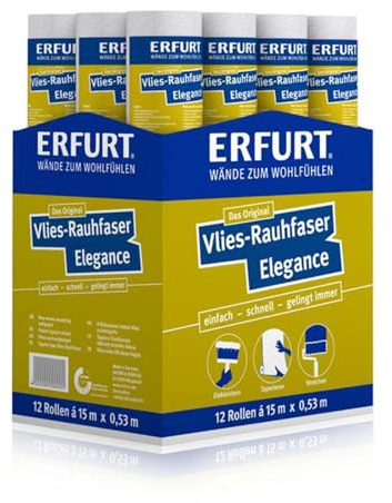 Erfurt Vlies-Rauhfaser Elegance 15X0.53 DIY Vlies Rauhfasertapete 12 Rollen 1000305
