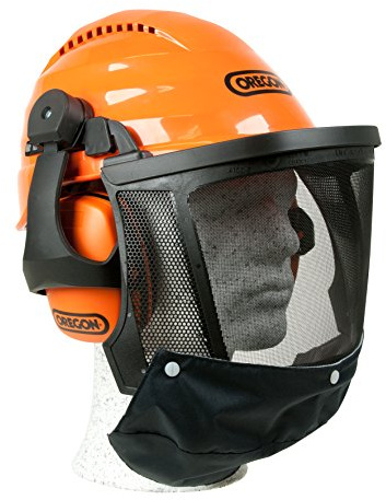 Oregon Waipoua Professioneller Kettensägen-Sicherheitshelm mit Gehörschutzmanschette und Netzvisier, Schlagfeste, Bequeme Schutzhelm-Sicherheitsausrüstung (562413), Einheitsgröße, Orange