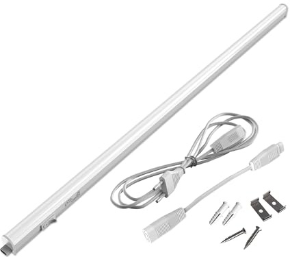 BRILONER - LED Leiste mit Ein/Aus-Schalter, neutralweiße Lichtfarbe, inkl. Steckerkabel, Unterbauleuchte Küche, LED Lichtleiste Küche, Schrankbeleuchtung, Küchenlampe, Lampe, 87,3x2,2x3 cm, Weiß