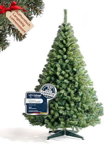 150 cm Künstlicher Weihnachtsbaum aus 100% PVC – Dicht & Formstabil mit 600 Zweigen (Ø 90 cm), Schnellaufbau-System, Schwer Entflammbar