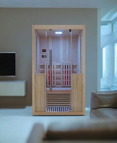 WELCON® Easytherm Duo Infrarotsauna 2 Personen – Massivholz Sauna aus Hemlock 120 x 124,5 cm, Wärmekabine für Zuhause