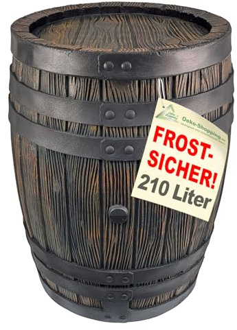 REGENTONNE REGENFASS WASSERFASS REGENWASSERBEHÄLTER REGENWASSERFASS GARTENFASS Eichenfass (210L) Braun