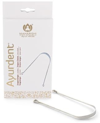 Maharishi Ayurveda Zungenreiniger versilbert | für Erwachsene | Effektive Zungenreinigung | Zungenschaber | effektive Mundhygiene | Hilft bei der Bekämpfung von Mundgeruch | 1er Pack
