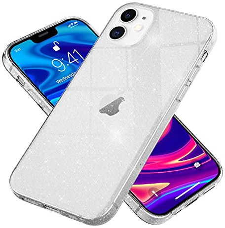 NALIA Glitzerhülle für iPhone 12 Mini - Funkelndes Silikon Case - DAZZLIN (Transparent & Stoßfest) - Marke aus Berlin, Farbe:Transparent