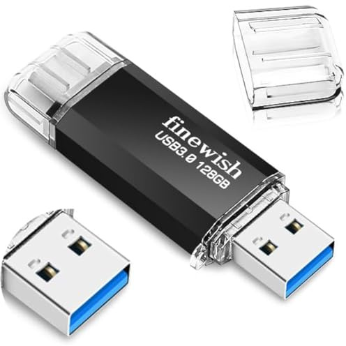 USB C Stick 128GB Speicher 40 MB/s Dual-Laufwerk Typ C + USB 3.0 Flash Drive-Speicherstick Memory Stick Kompatibel für Android Phone, MacBook/Pro/Air und mehr (Schwarz)