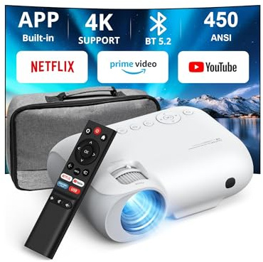 YOTON Beamer 4K [Offizielles Netflix-Support/Dolby Audio] 20000 Lumen Full HD 1080P Native, Y9 WiFi Bluetooth 5.2 Projektor, Video Beamer für Heimkino/Handy/TV Stick/PS5 Projektor mit Tasche