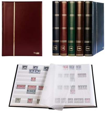 Prophila Collection Briefmarkenalbum 60 weiße Seiten, Einsteckbuch, Rot | 60 weiße Seiten, Wattiert