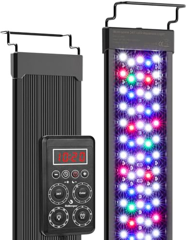 fishkeeper Intelligente Aquarium Lampe, IP68 Aquarium Beleuchtung LED mit Ein-Knopf-Echtzeit-Sync & Speicherfunktion, 24/7 Vollspektrum Pflanzenlampe Programmierbar 9 Farben, 10 Helligkeit, 9 Timer